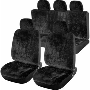 Καλύμματα καθισμάτων μαύρα βελούδινα Smooth 11τμχ