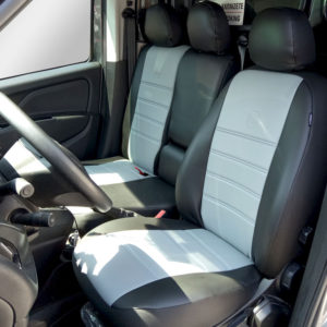 Καλύμματα καθισμάτων μαύρα-γκρι για Fiat Doblo (263) Facelift τεχνόδερμα (8τμχ)