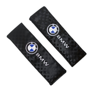 Μαξιλαράκια ζώνης προστατευτικά μαύρα BMW 2τμχ (μικρό σήμα)