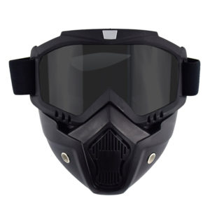 Μάσκα προστασίας μηχανής μαύρη με αποσπόμενα γυαλιά