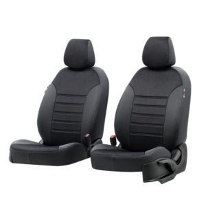 Καλύμματα καθισμάτων για Mitsubishi L200 (KJ) Milano Design μαύρο σουέτ-τεχνόδερμα 8τμχ