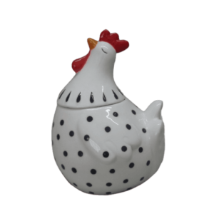 Πασχαλινή Κεραμική Μπισκοτιέρα Chicken Black Dot, 11.9x11.9x16εκ. Marva Home 805181