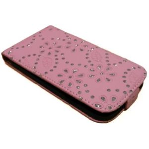 Θήκη κινητού για Samsung S4 πορτοφόλι με στρασάκια light pink