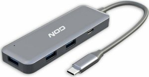 Hub usb Nod Hybrid Metal 3-1.C 3 θέσεων usb 3.0 1 x USB 3.1 Type-C grey