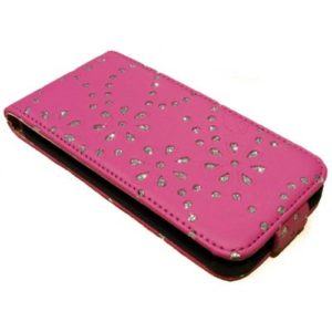 Θήκη κινητού για Samsung S4 πορτοφόλι με στρασάκια pink