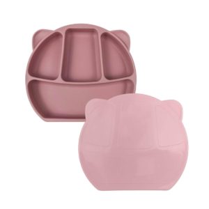 Baby Cloud Πιάτο “Αρκούδάκι” με καπάκι από Σιλικόνη – Ροζ Κορίτσι (18 x 20 x 4 cm)