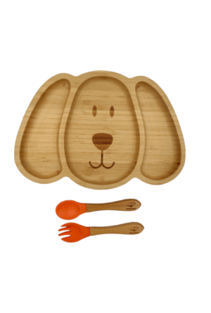 Baby Cloud Σετ Φαγητού “Σκυλάκι” από Bamboo – Πορτοκαλί Unisex (20 x 26 x 4 cm)