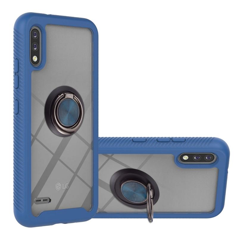 For LG K22 / K22+ Starry Sky Solid Color Series Shockproof PC + TPU Protective Case with Ring Holder & Magnetic Function(Blue) (OEM)