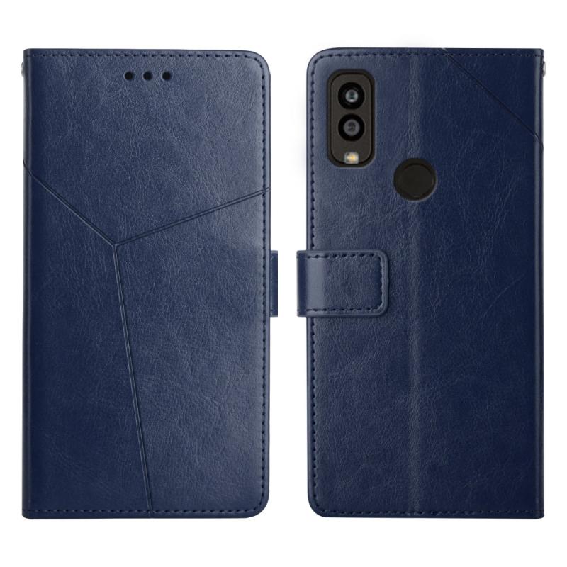 For Kyocera Android One S9 Y Stitching Horizontal Flip Leather Phone Case(Blue) (OEM)