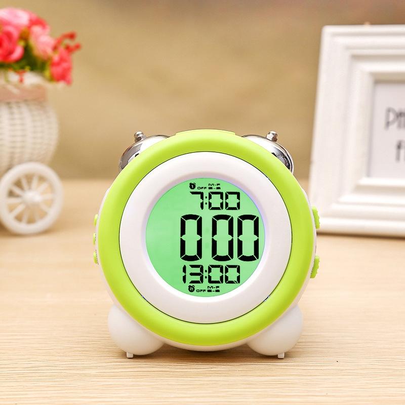 0705 Big Volume Simple Three-Dimensional LED Alarm Clock Mute Luminous Electronic Clock(Light Green) (OEM)