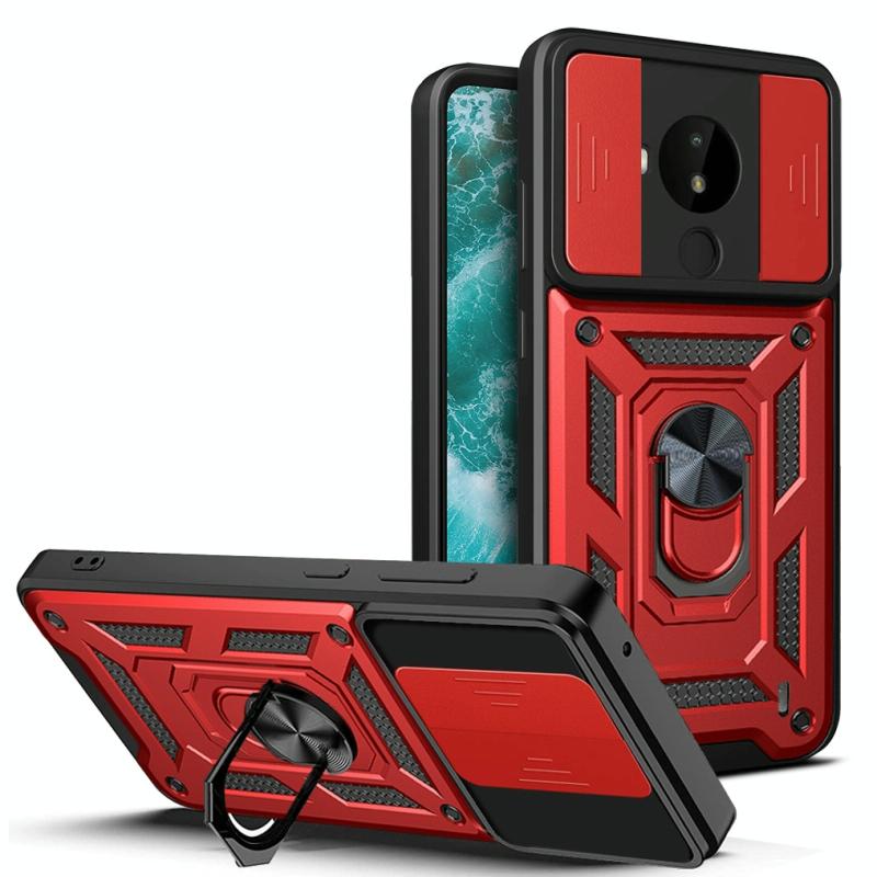 For Nokia C30 Sliding Camera Cover Design TPU+PC Phone Case(Red) (OEM)