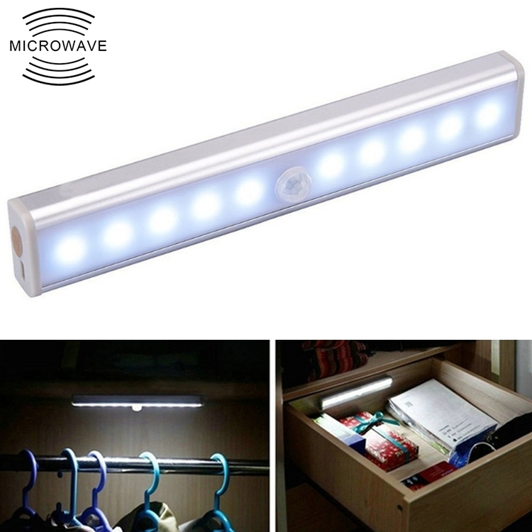 1.8W 10 LEDs White Light Wide Screen Intelligent Human Body Sensor Light LED Corridor Cabinet Light, USB Charging Version (OEM)
