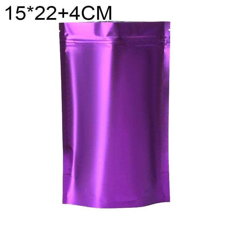 100 PCS/Set Matte Aluminum Foil Snack Stand-up Pouch, Size:15x22+4cm(Purple) (OEM)