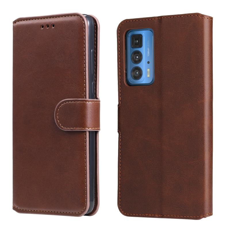 For Motorola Moto Edge 20 Pro Classic Calf Texture PU + TPU Horizontal Flip Leather Case with Holder & Card Slots & Wallet(Brown) (OEM)