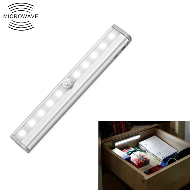0.8W 10 LEDs White Light Narrow Screen Intelligent Human Body Sensor Light LED Corridor Cabinet Light, USB Charging Version (OEM)