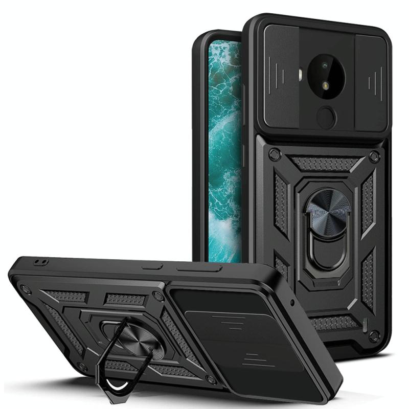 For Nokia C30 Sliding Camera Cover Design TPU+PC Phone Case(Black) (OEM)