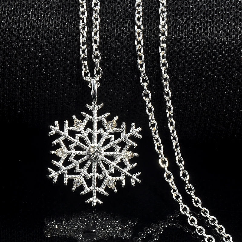 3 PCS Charms Crystal Snowflake Zircon Flower Christmas Necklaces (OEM)