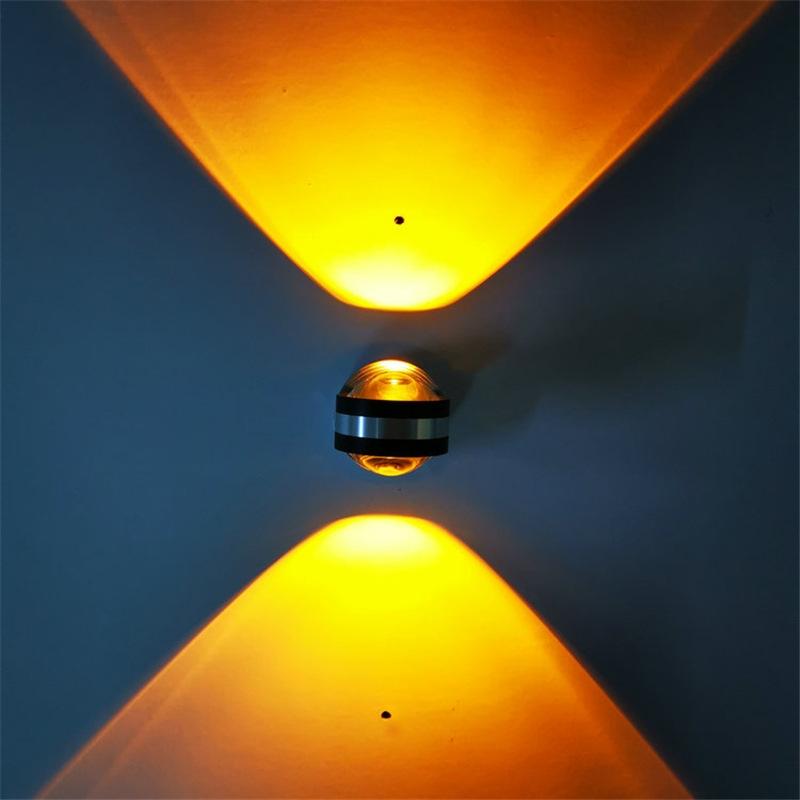LED Up And Down Light Wall Light Double-Sided Crystal Aluminum Lights Upper Outlet, Power:6W(Yellow Light) (OEM)