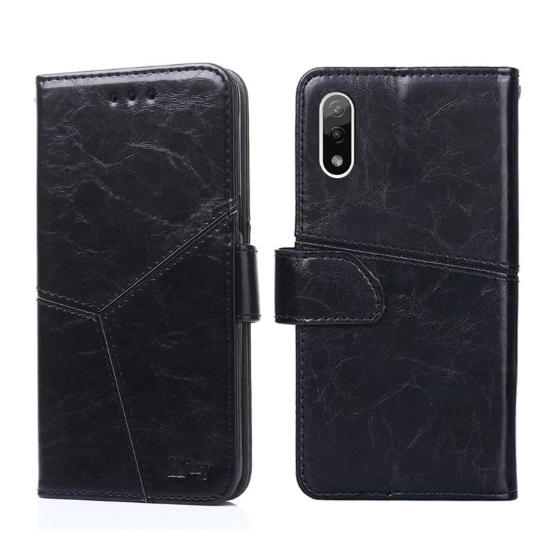 For Sony Xperia Ace II Geometric Stitching Horizontal Flip Leather Phone Case(Black) (OEM)