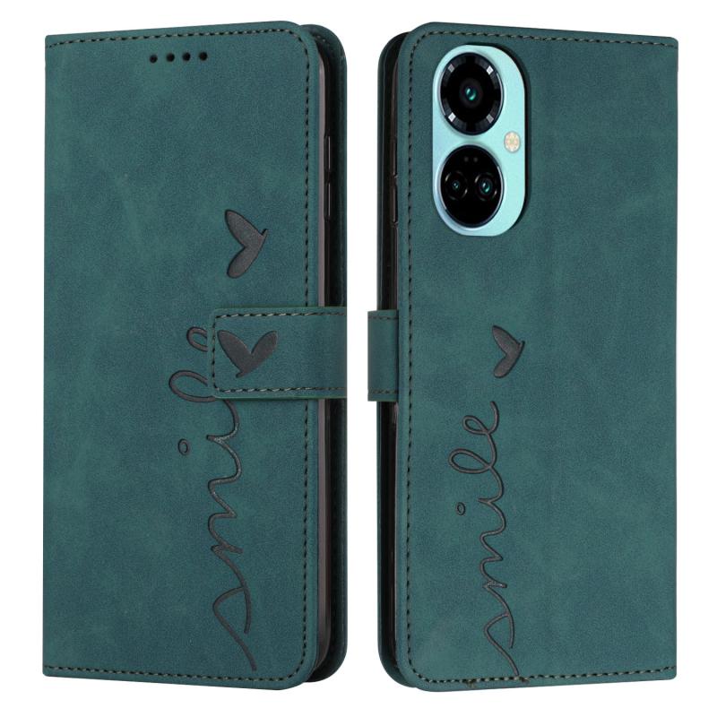 For Tecno Camon 19 Pro 5G Skin Feel Heart Pattern Leather Phone Case(Green) (OEM)