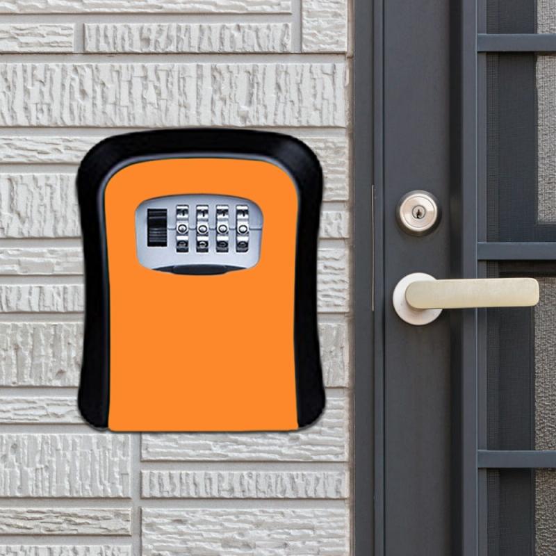 Password Lock Metal Storage Box Door Security Box Wall Cabinet Key Safety Box(Orange) (OEM)