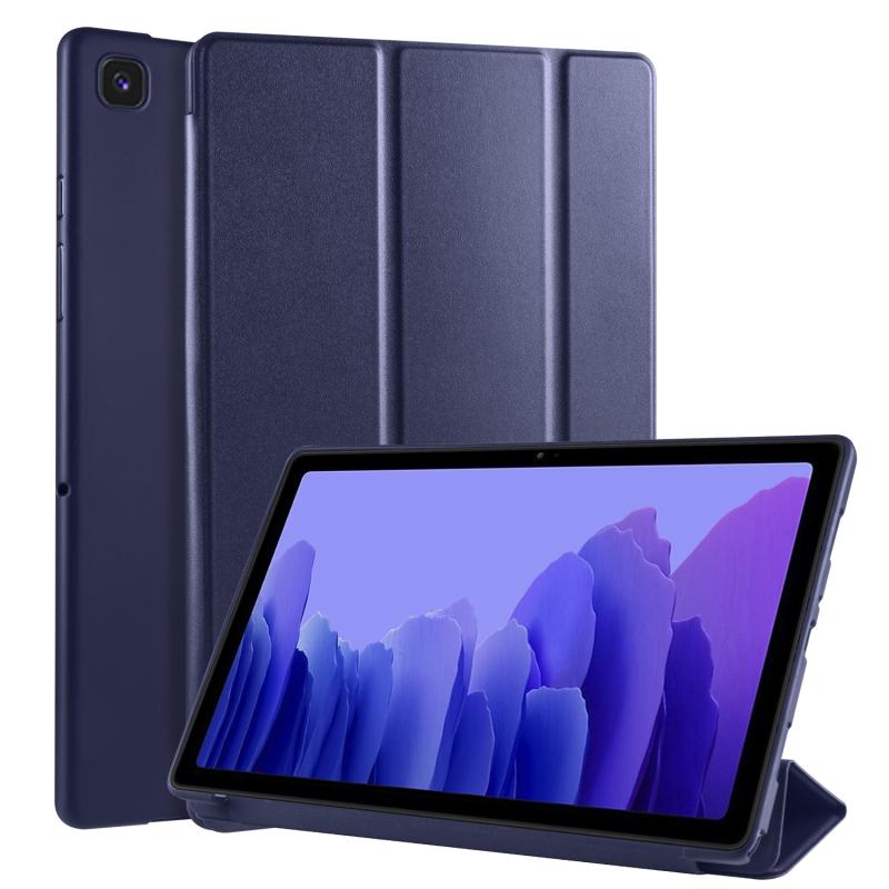 For Samsung Galaxy A7 10.4 (2020) T500 3-folding Horizontal Flip Honeycomb TPU Shockproof + PU Leather Case with Holder(Dark Blue) (OEM)