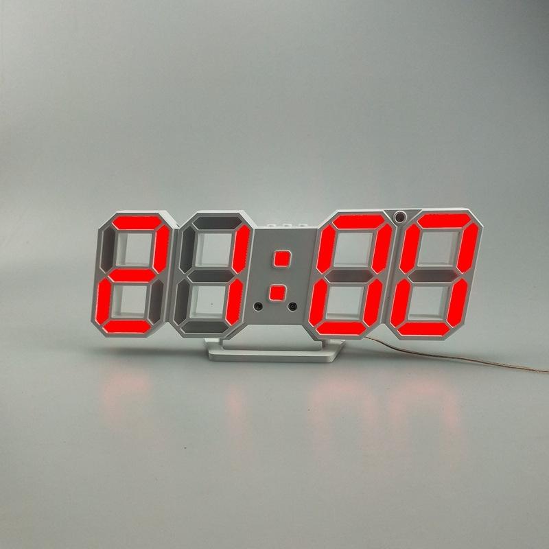 6609 3D Stereo LED Alarm Clock Living Room 3D Wall Clock, Colour: Red (OEM)