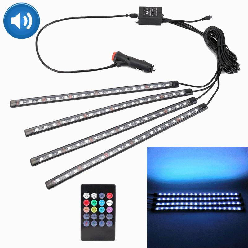 4 in 1 Universal Car Cigarette Lighter Colorful Acoustic LED Atmosphere Lights Colorful Lighting Decorative Lamp, with 18LEDs SMD-5050 Lamps and Remote Control, DC 12V 8.6W (OEM)