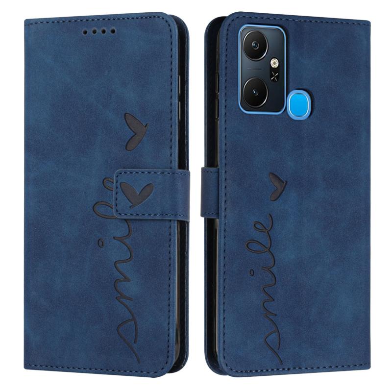 For Infinix Smart 6 Plus India Skin Feel Heart Pattern Leather Phone Case(Blue) (OEM)