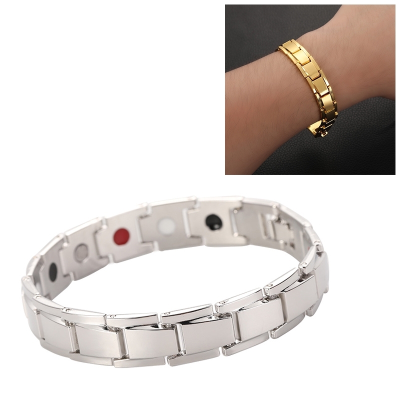 Men Detachable Titanium Steel Magnetic Therapy Bracelet Jewelry(Silver) (OEM)