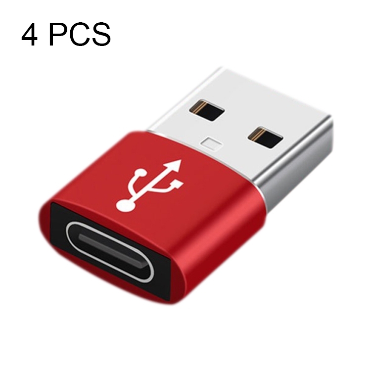 USB-C / Type-C Female to USB 2.0 Male Aluminum Alloy Adapter, Support Charging & Transmission(Red) (OEM)