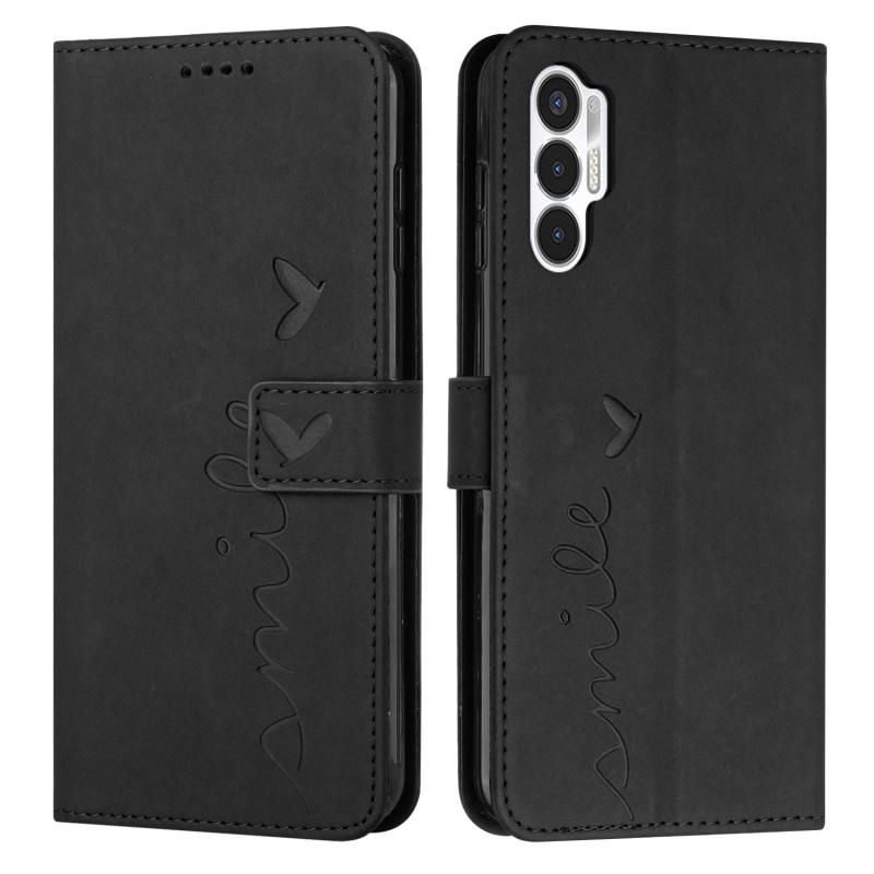 For Tecno Pova 3 Skin Feel Heart Pattern Leather Phone Case(Black) (OEM)