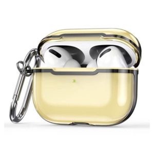 DDEHY668 Electroplated Transparent Silicone + PC Protective Cover For AirPods Pro(Transparent Gold + Black) (OEM)