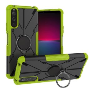 For Sony Xperia 10 IV Armor Bear Shockproof PC + TPU Phone Case with Ring(Green) (OEM)