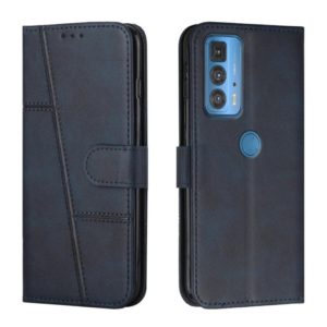 For Motorola Edge 20 Pro Stitching Calf Texture Buckle Leather Phone Case(Blue) (OEM)