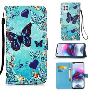 For Motorola Moto G100 / Edge S Colored Drawing Pattern Plain Weave Horizontal Flip Leather Case with Holder & Card Slot & Wallet & Lanyard(Caring Butterfly) (OEM)