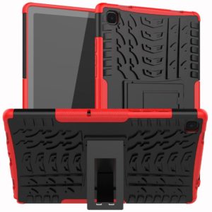 For Samsung Galaxy Tab A7 (2020) T500/T505 Tire Texture TPU+PC Shockproof Case with Holder(Red) (OEM)