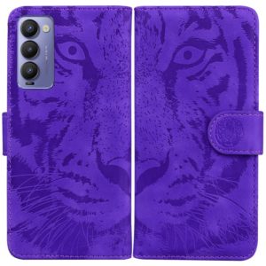 For Tecno Camon 18 / 18P Tiger Embossing Pattern Horizontal Flip Leather Phone Case(Purple) (OEM)