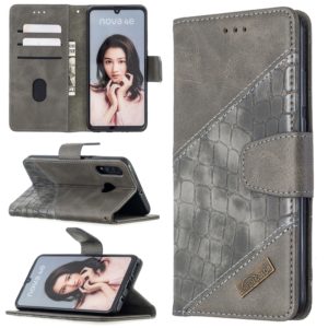 For Huawei P30 Lite Matching Color Crocodile Texture Horizontal Flip PU Leather Case with Holder & Card Slots & Wallet(Grey) (OEM)