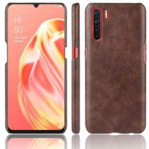 For OPPO A91 Shockproof Litchi Texture PC + PU Case(Brown) (OEM)