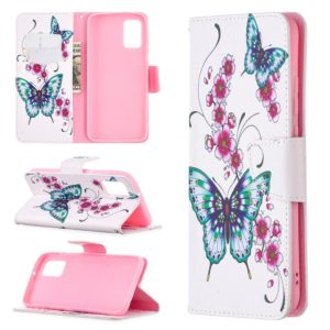 For Samsung Galaxy A02s (EU Version) Colored Drawing Pattern Horizontal Flip Leather Case with Holder & Card Slots & Wallet(Two Butterflies) (OEM)