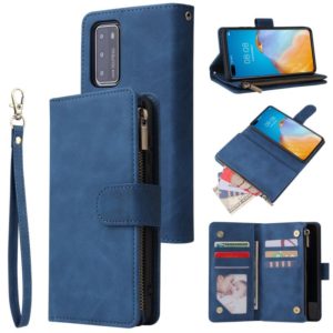 For Huawei P40 Multifunctional Horizontal Flip Leather Case, with Card Slot & Holder & Zipper Wallet & Photo Frame(Blue) (OEM)
