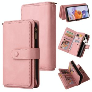 For LG Stylo 6 Skin Feel PU + TPU Horizontal Flip Leather Case With Holder & 15 Cards Slot & Wallet & Zipper Pocket & Lanyard(Pink) (OEM)