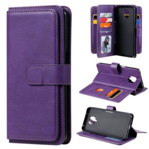 For Xiaomi Redmi Note 9S Multifunctional Magnetic Copper Buckle Horizontal Flip Solid Color Leather Case with 10 Card Slots & Wallet & Holder & Photo Frame(Purple) (OEM)