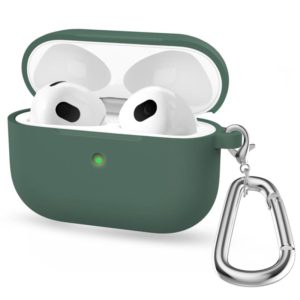 Thicken Silicone Round Bottom Earphone Protective Case with Hook For AirPods 3(Olive Green) (OEM)