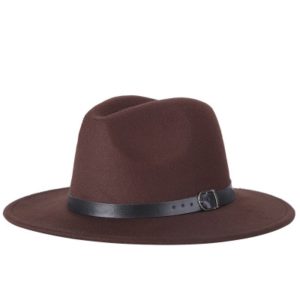 Men Fedoras Women Jazz Hat Black Woolen Blend Cap Outdoor Casual Hat(Coffe) (OEM)