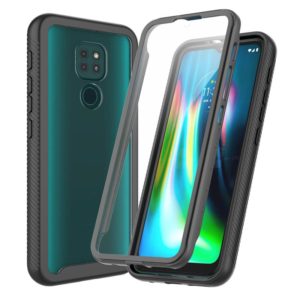 For Motorola Moto G9 Play Starry Sky Solid Color Series Shockproof PC + TPU Protective Case with PET Film(Black) (OEM)