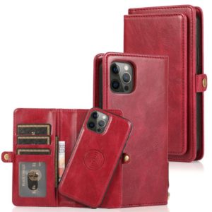 For iPhone 12 Pro Max Multiple Card Slots Detachable Magnetic Horizontal Flip Leather Case with Card Slots & Holder & Wallet(Red) (OEM)