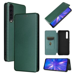 For Rakuten Big Carbon Fiber Texture Horizontal Flip TPU + PC + PU Leather Case with Card Slot(Green) (OEM)