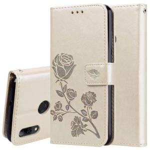 Rose Embossed Horizontal Flip PU Leather Case for Huawei P Smart 2019, with Holder & Card Slots & Wallet(Gold) (OEM)